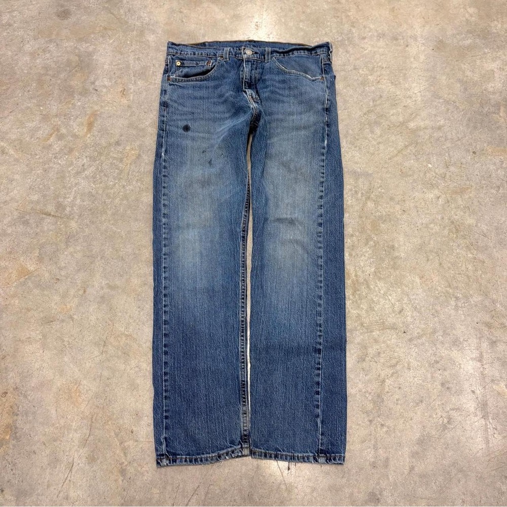 Levis 505 Dark Wash Straight Leg Jean Denim Mens 34x30 Blue 0068